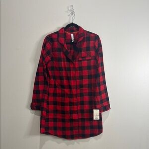 Stars Above Red and Black Plaid Pajama Top
